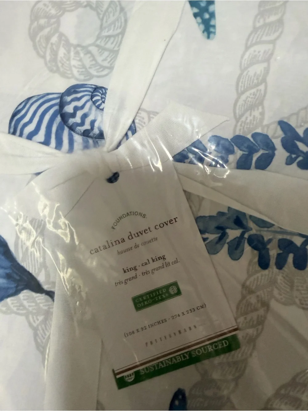 Pottery Barn Catalina Sham King/Cal King Duvet Cover + 2 Shams NWT Coastal